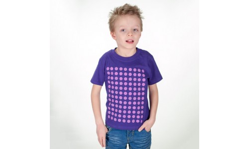 Fialové detské tričko pokryté guličkami zo suchého zipsu